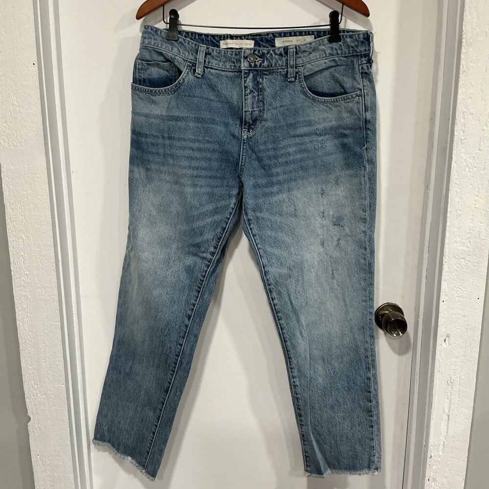 Pilcro And The Letter Press Hyphen Jeans Wmns 31 Mid Rise Straight Leg Raw Hem